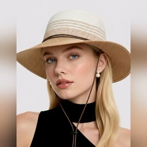 Jacobson- Straw Lifeguard Sun Hat Drawstring 7 Inch Diameter